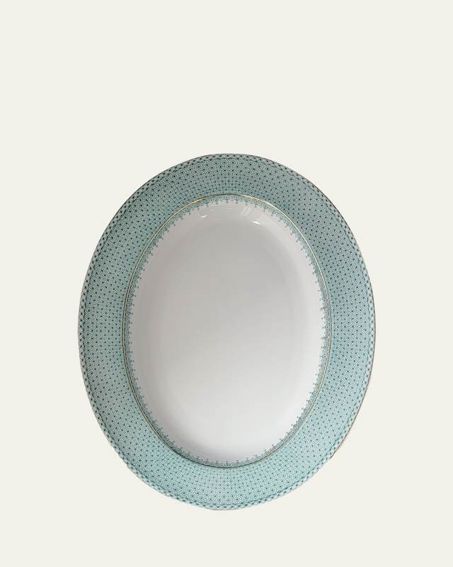 Green Lace Oval Platter